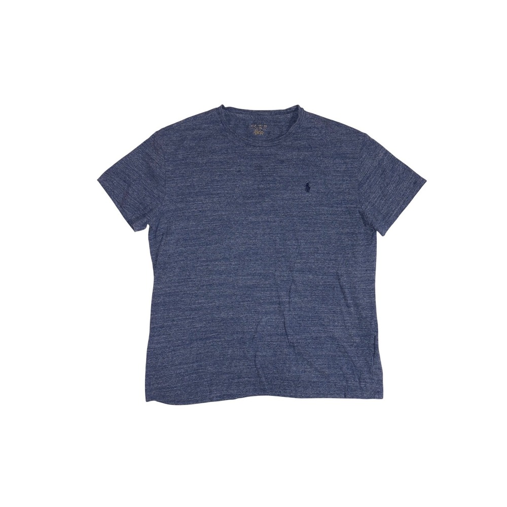 POLO RALPH LAUREN T-Shirt Mens L Blue Heathered Cotton Short Sleeve Pony Logo